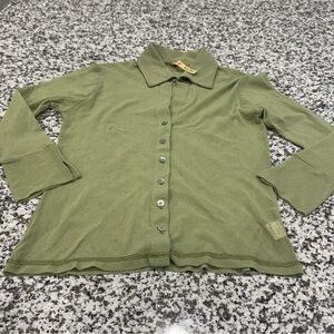 Olive Green Button-Up Women's Top